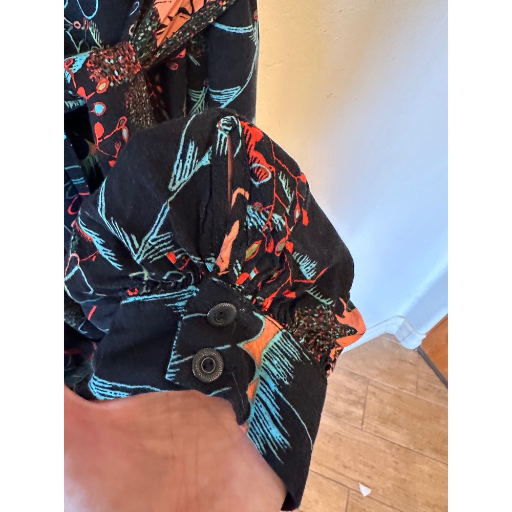 Maeve Anthropologie Tropical Botanical Print Tie Waist Jumpsuit Black XXS - Picture 6 of 12